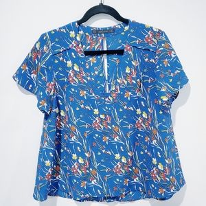 Zara Floral Split Back Blouse